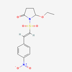 molecular formula C14H16N2O6S B12753140 1-(4-Nitrostyrenesulphonyl)-2-oxo-5-ethoxypyrrolidine CAS No. 114485-83-5