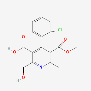 molecular formula C16H14ClNO5 B12753146 4-(2-chlorophenyl)-2-(hydroxymethyl)-5-methoxycarbonyl-6-methylpyridine-3-carboxylic acid CAS No. 113994-42-6