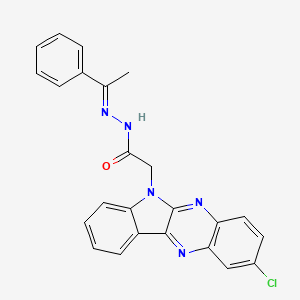 molecular formula C24H18ClN5O B12753170 2-Chloro-6H-indolo(2,3-b)quinoxaline-6-acetic acid (1-phenylethylidene)hydrazide CAS No. 109322-05-6