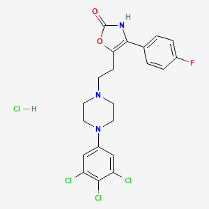 molecular formula C21H20Cl4FN3O2 B12753174 2(3H)-Oxazolone, 4-(4-fluorophenyl)-5-(2-(4-(3,4,5-trichlorophenyl)-1-piperazinyl)ethyl)-, monohydrochloride CAS No. 120944-24-3