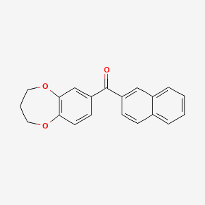 molecular formula C20H16O3 B12753215 Methanone, (3,4-dihydro-2H-1,5-benzodioxepin-7-yl)-2-naphthalenyl- CAS No. 123769-43-7