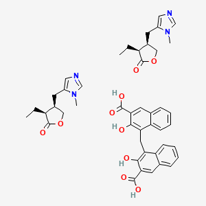 molecular formula C45H48N4O10 B12753220 Pilocarpine pamoate CAS No. 63036-94-2