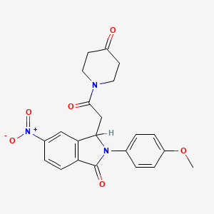 molecular formula C22H21N3O6 B12753231 1-((2,3-Dihydro-2-(4-methoxyphenyl)-6-nitro-3-oxo-1H-isoindol-1-yl)acetyl)-4-piperidinone CAS No. 103255-62-5