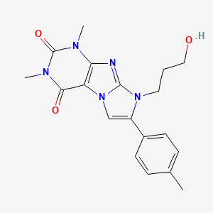 molecular formula C19H21N5O3 B12753236 1H-Imidazo(2,1-f)purine-2,4(3H,8H)-dione, 1,3-dimethyl-8-(3-hydroxypropyl)-7-(4-methylphenyl)- CAS No. 96885-63-1