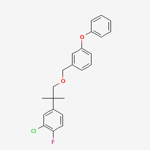 molecular formula C23H22ClFO2 B12753252 Benzene, 1-((2-(3-chloro-4-fluorophenyl)-2-methylpropoxy)methyl)-3-phenoxy- CAS No. 80844-26-4