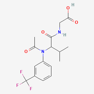 molecular formula C16H19F3N2O4 B12753375 Glycine, N-acetyl-N-(3-(trifluoromethyl)phenyl)valyl- CAS No. 379685-96-8