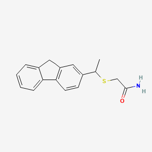 molecular formula C17H17NOS B12753376 Acetamide, 2-((1-(9H-fluoren-2-yl)ethyl)thio)-, (+)- CAS No. 72353-26-5