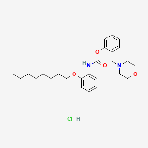 molecular formula C26H37ClN2O4 B12753443 Carbamic acid, (2-(octyloxy)phenyl)-, 2-(4-morpholinylmethyl)phenyl ester, monohydrochloride CAS No. 130533-80-1