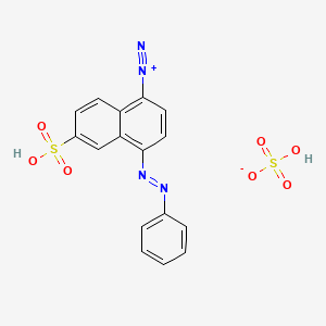 molecular formula C16H12N4O7S2 B12753459 hydrogen sulfate;4-phenyldiazenyl-6-sulfonaphthalene-1-diazonium CAS No. 72089-17-9