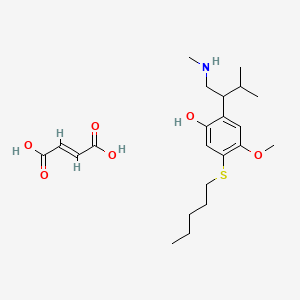 molecular formula C22H35NO6S B12753462 N-Methyl-2-(2-hydroxy-5-methoxy-4-(pentylthio)phenyl)-3-methylbutylamine maleate CAS No. 129658-16-8