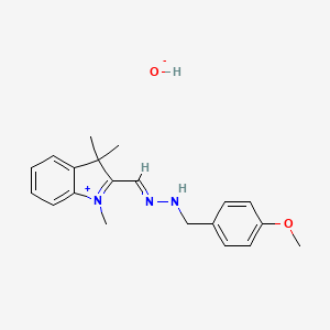 molecular formula C20H25N3O2 B12753489 2-(((4-Methoxyphenyl)methylhydrazono)methyl)-1,3,3-trimethyl-3H-indolium hydroxide CAS No. 81892-55-9