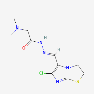 molecular formula C10H14ClN5OS B12753494 Glycine, N,N-dimethyl-, ((2,3-dihydro-6-chloroimidazo(2,1-b)thiazol-5-yl)methylene)hydrazide CAS No. 102410-40-2