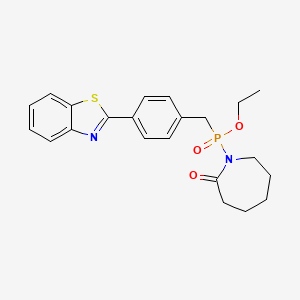 molecular formula C22H25N2O3PS B12753562 Ethyl (4-(2-benzothiazolyl)benzyl)(hexahydro-2-oxo-1H-azepin-1-yl)phosphinate CAS No. 104608-38-0