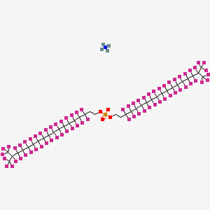 molecular formula C38H12F70NO4P B12753636 Ammonium bis(3,3,4,4,5,5,6,6,7,7,8,8,9,9,10,10,11,11,12,12,13,13,14,14,15,15,16,16,17,18,18,18-dotriacontafluoro-17-(trifluoromethyl)octadecyl) phosphate CAS No. 93776-28-4
