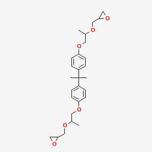 molecular formula C27H36O6 B12753656 Oxirane, 2,2'-((1-methylethylidene)bis(4,1-phenyleneoxy(1-methyl-2,1-ethanediyl)oxymethylene))bis- CAS No. 11121-15-6