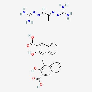 molecular formula C28H28N8O6 B12753688 Methyl-GAG pamoate CAS No. 18186-55-5