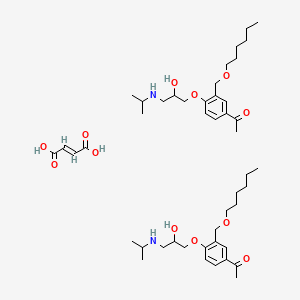 molecular formula C46H74N2O12 B12753754 (E)-but-2-enedioic acid;1-[3-(hexoxymethyl)-4-[2-hydroxy-3-(propan-2-ylamino)propoxy]phenyl]ethanone CAS No. 104450-46-6