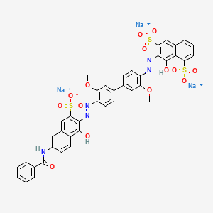 molecular formula C41H28N5Na3O14S3 B12753759 Trisodium 7-((4'-((6-(benzoylamino)-1-hydroxy-3-sulphonato-2-naphthyl)azo)-3,3'-dimethoxy(1,1'-biphenyl)-4-yl)azo)-8-hydroxynaphthalene-1,6-disulphonate CAS No. 79135-81-2