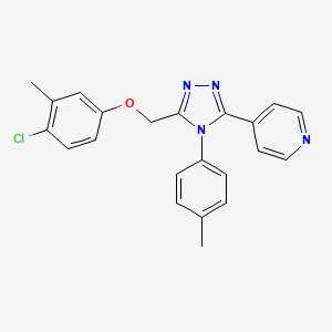 molecular formula C22H19ClN4O B12753766 Pyridine, 4-(5-((4-chloro-3-methylphenoxy)methyl)-4-(4-methylphenyl)-4H-1,2,4-triazol-3-yl)- CAS No. 141079-10-9