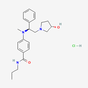 molecular formula C23H32ClN3O2 B12753785 4-[[(1S)-2-[(3S)-3-hydroxypyrrolidin-1-yl]-1-phenylethyl]-methylamino]-N-propylbenzamide;hydrochloride CAS No. 204970-99-0