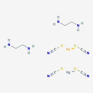 molecular formula C8H16FeHgN8S4 B12753814 Bis(ethylenediamine)(mercurictetrathiocyanato)iron CAS No. 80732-92-9