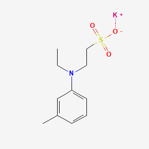 molecular formula C11H16KNO3S B12753846 Ethanesulfonic acid, 2-(ethyl(3-methylphenyl)amino)-, potassium salt CAS No. 71673-17-1