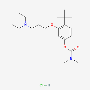 molecular formula C20H35ClN2O3 B12753855 Carbamic acid, dimethyl-, 3-(3-(diethylamino)propoxy)-4-(1,1-dimethylethyl)phenyl ester, monohydrochloride CAS No. 118116-15-7