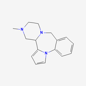 molecular formula C16H19N3 B12754041 12,13,14,14a-Tetrahydro-13-methyl-9H,11H-pyrazino(2,1-c)pyrrolo(1,2-a)(1,4)benzodiazepine CAS No. 121819-08-7