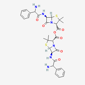 molecular formula C32H36N6O7S2 B12754123 (2S-(2alpha(2'R*,5'S*,6'S*(S*)),5alpha,6beta(S*)))-6-((Aminophenylacetyl)amino)-3,3-dimethyl-7-oxo-4-thia-1-azabicyclo(3.2.0)heptane-2-carboxylic anhydride CAS No. 71700-97-5