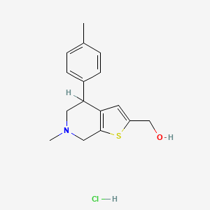 molecular formula C16H20ClNOS B12754141 2-(Hydroxymethyl)-6-methyl-4-p-tolyl-4,5,6,7-tetrahydrothieno(2,3-d)pyridine hydrochloride CAS No. 88013-31-4
