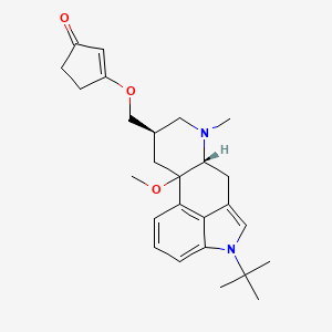 molecular formula C26H34N2O3 B12754143 1-(t-Butyl)-10-methoxy-6-methyl-8-beta-(1-oxo-2-cyclopenten-3-yloxymethyl)ergoline CAS No. 113702-04-8