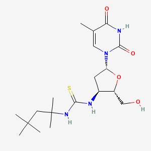 molecular formula C19H32N4O4S B12754164 Thymidine, 3'-deoxy-3'-((((1,1,3,3-tetramethylbutyl)amino)thioxomethyl)amino)- CAS No. 132149-36-1