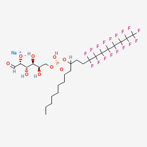 molecular formula C26H35F17NaO9P B12754188 D-Galactose 6-(sodium 1-(perfluorooctyl)-3-dodecyl phosphate) CAS No. 147684-10-4