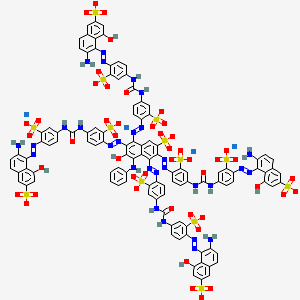 molecular formula C108H68N29Na4O48S13-9 B12754196 Tetrasodium 3-((4-((((4-((2-amino-8-hydroxy-6-sulphonato-1-naphthyl)azo)-3-sulphonatophenyl)amino)carbonyl)amino)-2-sulphonatophenyl)azo)-4-hydroxy-7-(phenylamino)naphthalene-2-sulphonate CAS No. 6771-82-0