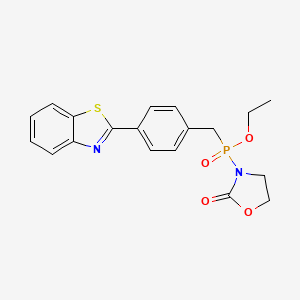 molecular formula C19H19N2O4PS B12754228 Ethyl ((4-(2-benzothiazolyl)phenyl)methyl)(2-oxo-3-oxazolidinyl)phosphinate CAS No. 104608-42-6