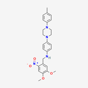 molecular formula C26H30N4O4 B12754249 Benzenemethanamine, 4,5-dimethoxy-N-(4-(4-(4-methylphenyl)-1-piperazinyl)phenyl)-2-nitro- CAS No. 78933-13-8