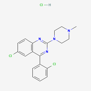 molecular formula C19H19Cl3N4 B12754254 Quinazoline, 6-chloro-4-(2-chlorophenyl)-2-(4-methyl-1-piperazinyl)-, hydrochloride CAS No. 88422-41-7