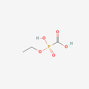 molecular formula C3H7O5P B12754292 Phosphinecarboxylic acid, ethoxyhydroxy-, oxide CAS No. 55920-50-8