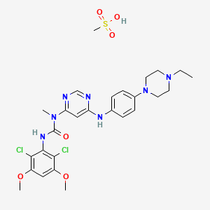 molecular formula C27H35Cl2N7O6S B12754297 Infigratinib mesylate CAS No. 1310746-12-3