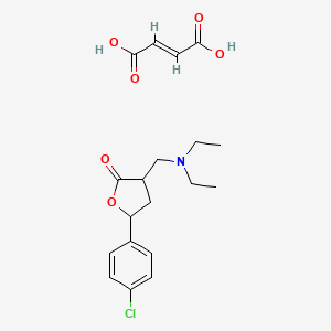 molecular formula C19H24ClNO6 B12754307 (E)-but-2-enedioic acid;5-(4-chlorophenyl)-3-(diethylaminomethyl)oxolan-2-one CAS No. 124519-11-5