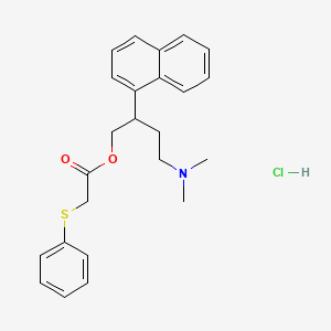 molecular formula C24H28ClNO2S B12754334 4-(Dimethylamino)-2-(1-naphthalenyl)butyl (phenylthio)acetate hydrochloride CAS No. 119585-10-3