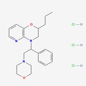 molecular formula C22H32Cl3N3O2 B12754338 4-(2-(4-Morpholinyl)-1-phenylethyl)-2-propyl-3,4-dihydro-2H-pyrido(3,2-b)-1,4-oxazine 3HCl CAS No. 88810-22-4