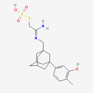 molecular formula C20H28N2O4S2 B12754408 N-(3-(3-Hydroxy-4-methylphenyl)adamant-1-ylmethyl)acetamidinothiosulfuric acid CAS No. 155622-17-6