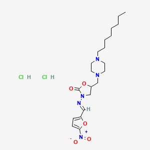 molecular formula C21H35Cl2N5O5 B12754487 2-Oxazolidinone, 3-((5-nitrofurfurylidene)amino)-5-((4-octyl-1-piperazinyl)methyl)-, dihydrochloride CAS No. 96059-01-7