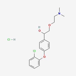 molecular formula C18H23Cl2NO3 B12754502 4-(2-Chlorophenoxy)-alpha-((2-(dimethylamino)ethoxy)methyl)benzenemethanol hydrochloride CAS No. 131961-76-7