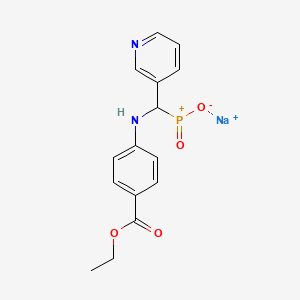 molecular formula C15H15N2NaO4P+ B12754504 Ethyl 4-(((hydroxyphosphinyl)-3-pyridinylmethyl)amino)benzoate monosodium salt CAS No. 160092-86-4