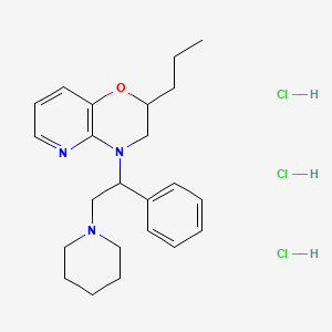 molecular formula C23H34Cl3N3O B12754516 4-(1-Phenyl-2-(1-piperidinyl)ethyl)-2-propyl-3,4-dihydro-2H-pyrido(3,2-b)-1,4-oxazine 3HCl CAS No. 88808-33-7