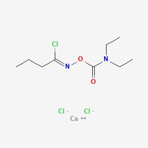 molecular formula C9H17CaCl3N2O2 B12754554 calcium;[(Z)-1-chlorobutylideneamino] N,N-diethylcarbamate;dichloride CAS No. 171199-16-9