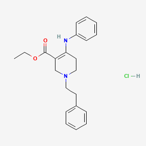 molecular formula C22H27ClN2O2 B12754596 Ethyl 4-anilino-1-(2-phenylethyl)-1,2,3,6-tetrahydropyridine-3-carboxylate hydrochloride CAS No. 130820-34-7