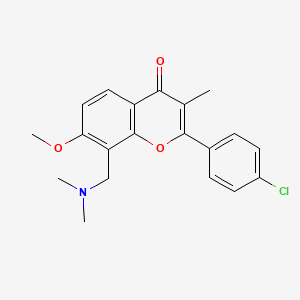 molecular formula C20H20ClNO3 B12754636 Flavone, 4'-chloro-8-((dimethylamino)methyl)-7-methoxy-3-methyl- CAS No. 86073-60-1